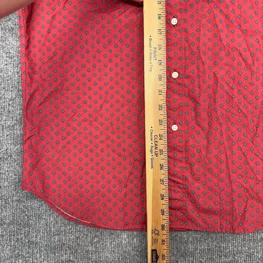 J.CREW Shirt Mens L Red Geometric 2‎ Ply 100% Cotton Slim Fit Button Up NEW $80